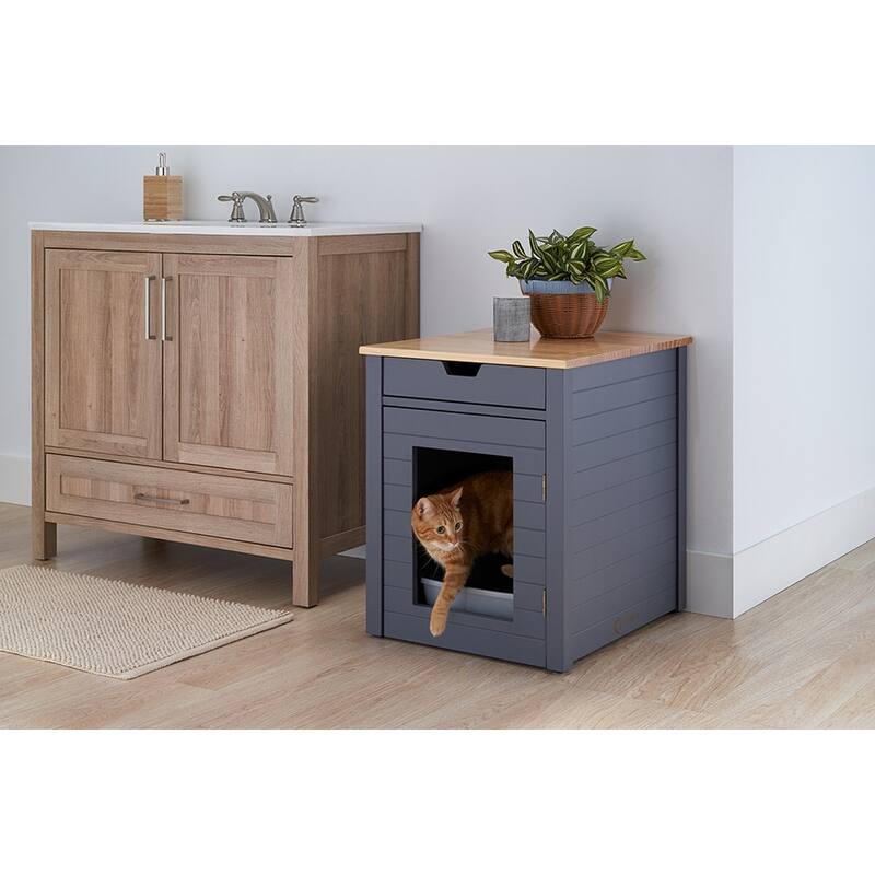 TRINITY 20" Dark Gray Litter Box Enclosure End Table w/ Drawer