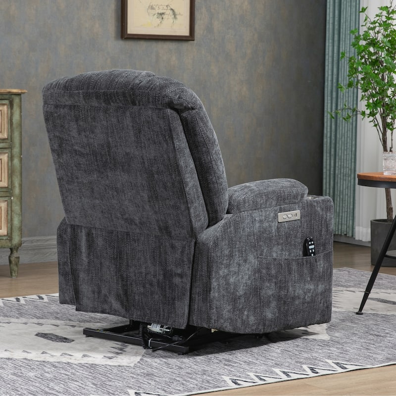 Chenille Power Lift Recliner Chair with Stand Assistance Bed Bath
