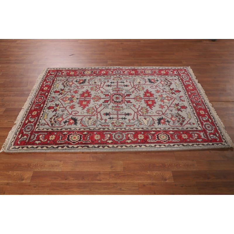 Heriz Serapi Oriental Foyer Rug Handmade Bedroom Wool Carpet - 4'1"x 5'11"
