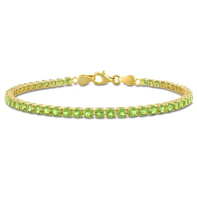 Miadora 4 3/5ct TGW Peridot Tennis Bracelet in Yellow Plated Sterling Silver
