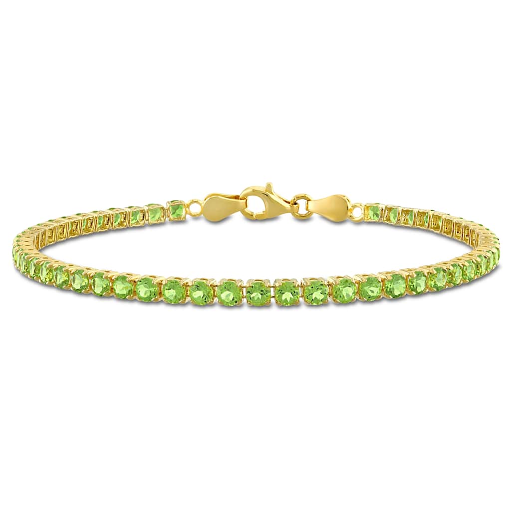 Miadora 4 3/5ct TGW Peridot Tennis Bracelet in Yellow Plated Sterling Silver