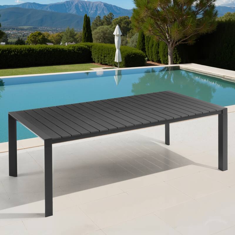 VredHom Premium Outdoor Patio Aluminum Dining Table with Umbrella Hole