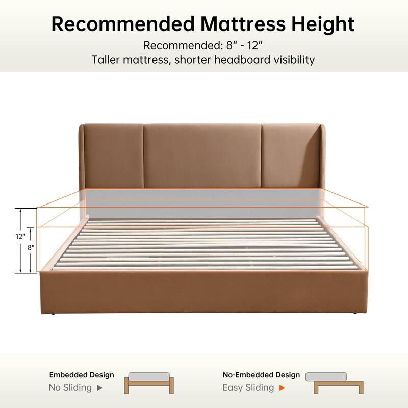 Modern Minimalist Upholstered Storage Bed with Lift-Up Platform