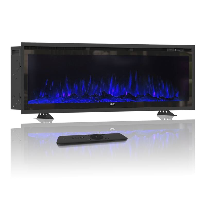 1500W Wall-Mounted &Recessed Electric Fireplace Heater with Remote Control