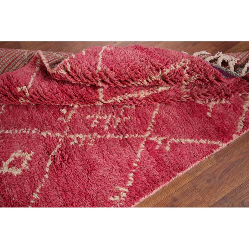 Trellis Plush Moroccan Accent Rug Handmade Pink Wool Carpet - 3'1" x 5'6"