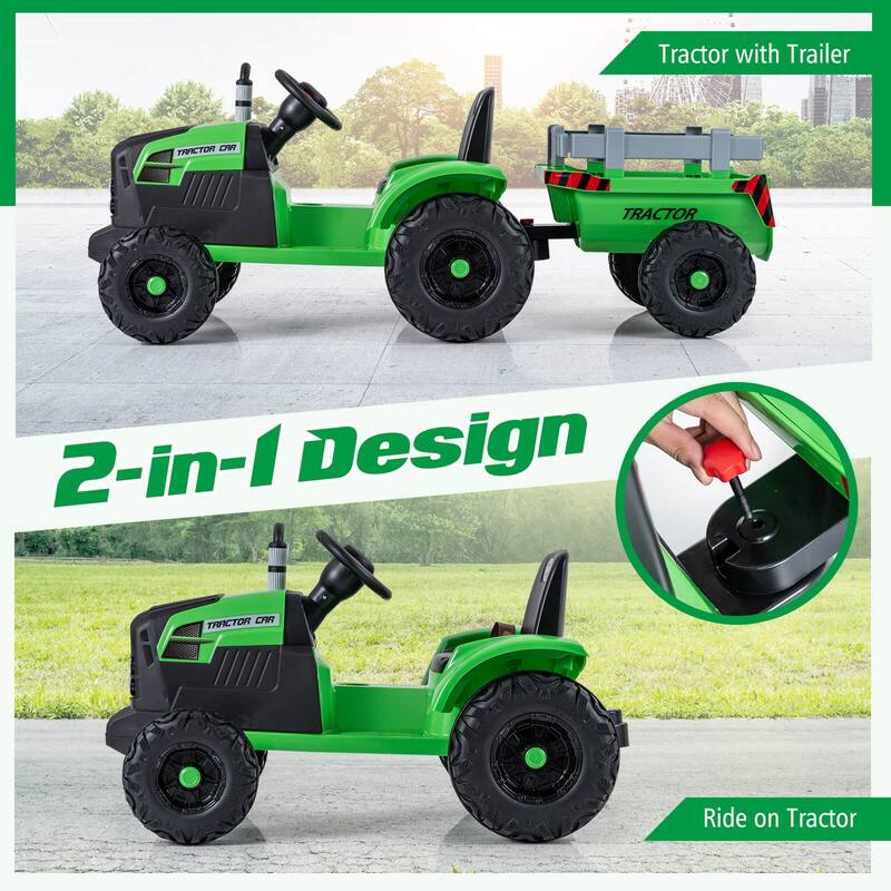 Costway 24V Ride On Tractor for Kids with Detachable Trailer Remote - See Details