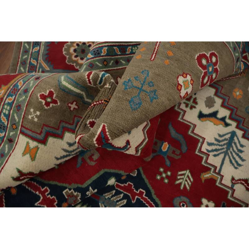 Hand Knotted Oriental 100% Wool Carpet Traditional Medallion Multi-Colored Heriz (serapi) Area Rug - 10' 0'' X 8' 2''