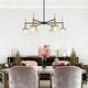 preview thumbnail 5 of 17, Beta Modern 6-Light Black Gold Glass Wheel Chandelier for Dining Living Room - 27.6'' Dia. x 12.6'' H