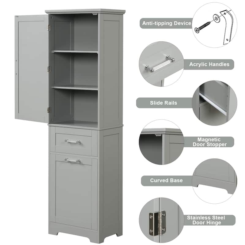 Tall Bathroom Storage Cabinet - Grey