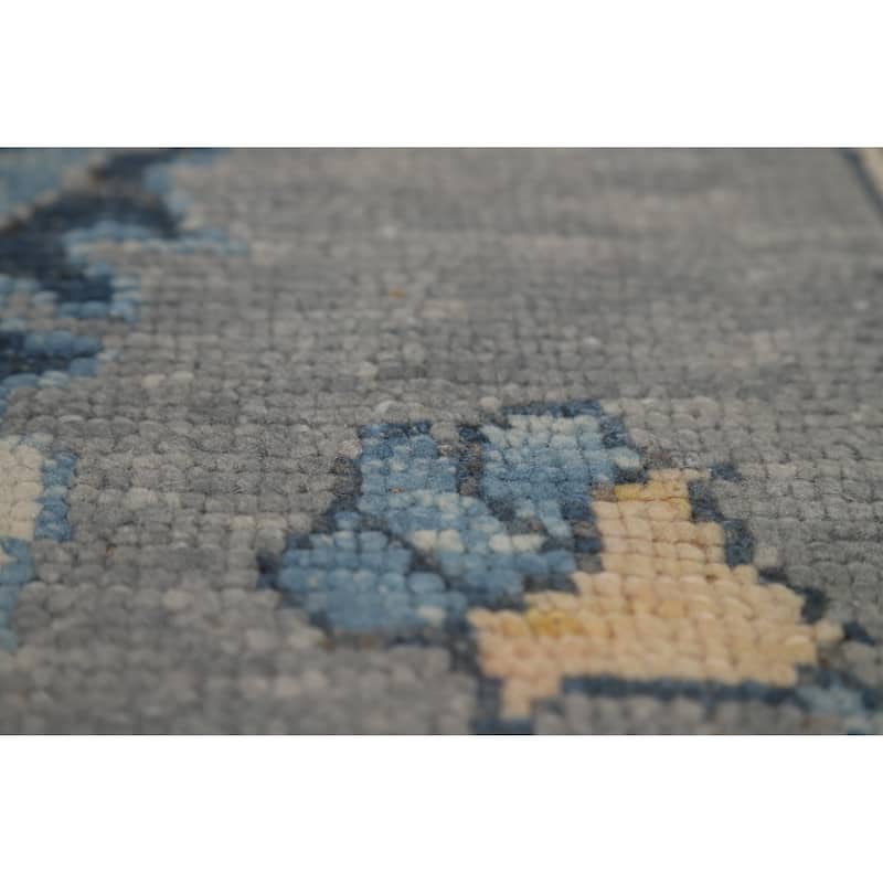 Hand Knotted Oriental 100% Wool Carpet Transitional All-Over Greys & Charcoal Oushak Area Rug - 11' 7'' X 7' 11''