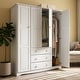 preview thumbnail 2 of 24, Palace Imports 100% Solid Wood Family 4-Door Wardrobe Armoire with Metal or Wooden Knobs