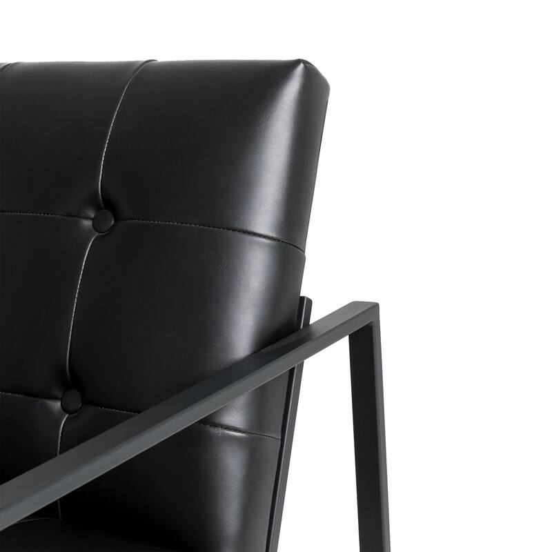 Glitzhome 29.50"W Mid-Century PU Leather Tufted Accent Chair - 29.5"W x 30.5"H x 29.25"D