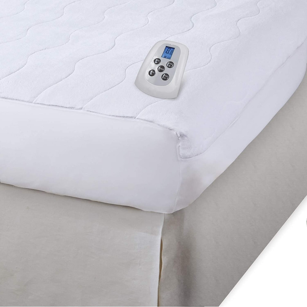 Serta Bluetooth Microplush Electric Heated Warming Mattress Pad Twin White