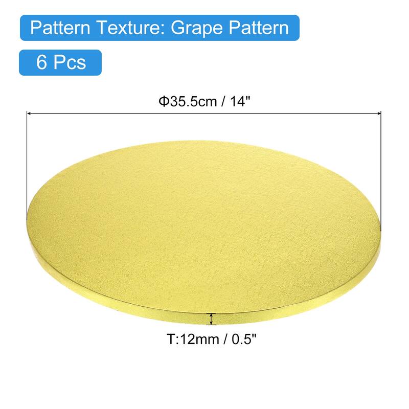 Cake Boards, 6Pcs Cardboard Cake Drums, 1/2" Thick Round Cake Base