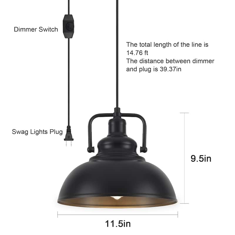 1-Light Kitchen Island Lighting 11.5"W Pendant Light for Entryways