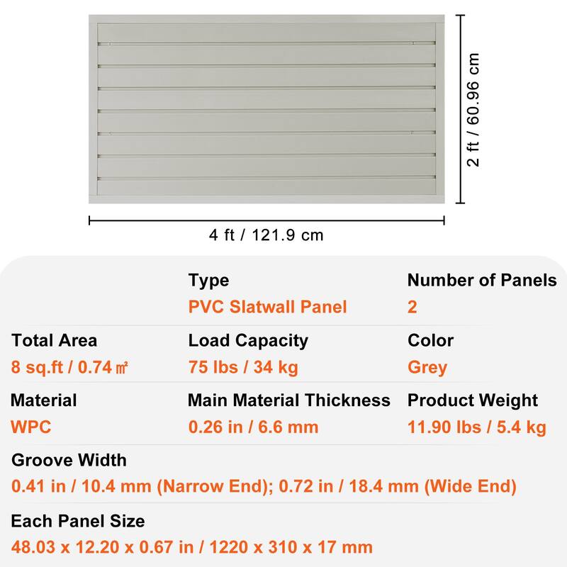 Heavy Duty Garage Slat Wall Organizer Panels with Universal Groove Design