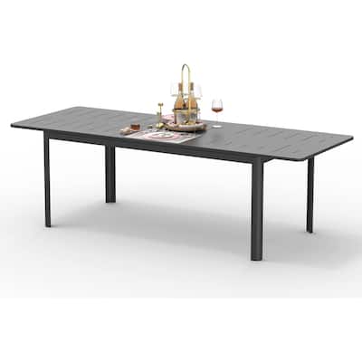 Patio Dining Expandable table, Metal Aluminum Outdoor table for 6-8 Person Rectangular table(1 table)