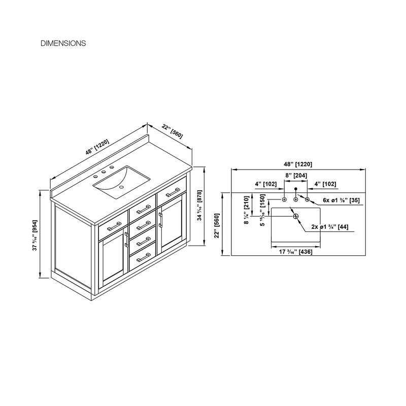 OVE Bailey Bathroom Vanity with Power Bar