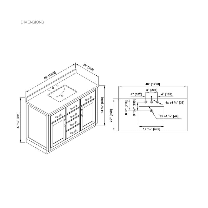 OVE Decors Bailey Bathroom Vanity with Power Bar