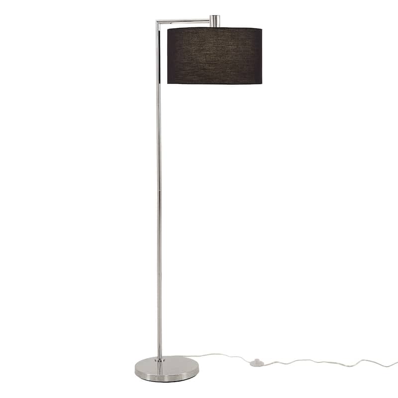 Hilda Contemporary Brushed Steel Floor Lamp by iNSPIRE Q Modern - Black Linen Shade
