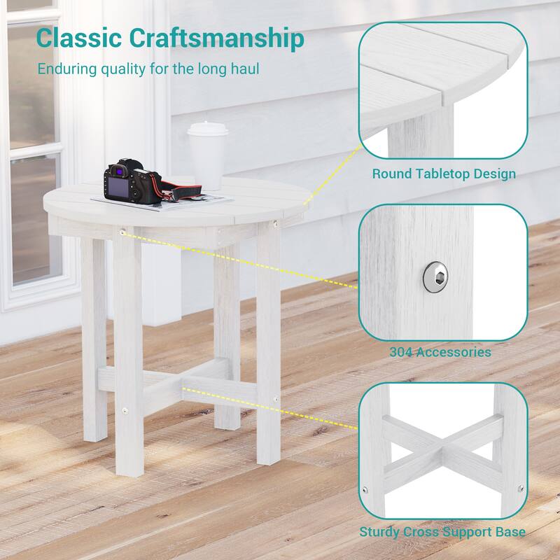 HDPE All-weather Outdoor Side Table, Easy Install Patio Table