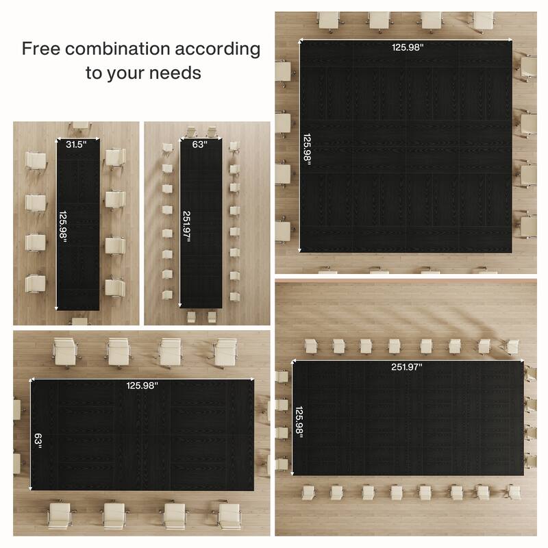 63-Inch Long Wood Conference Table, Simple Meeting Desk for Home Office & Small Team Gatherings