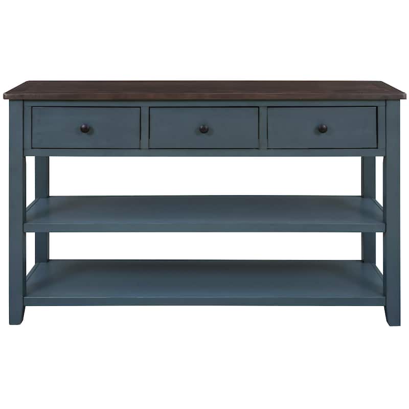 Retro Design Console Table with Two Open Shelves