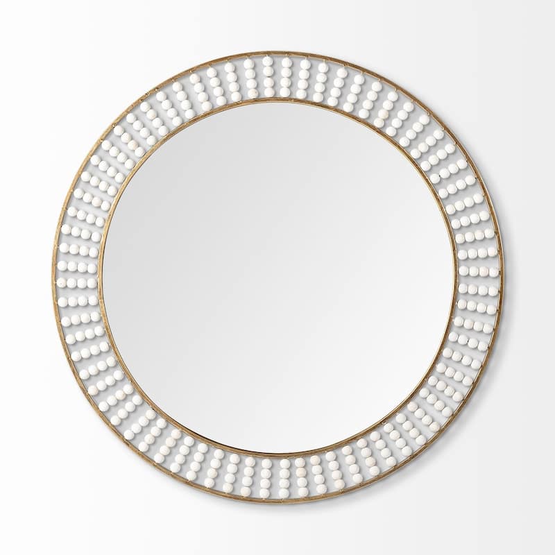 Claiborne Metal Frame With Wooden Beads Round Mirror - 42" x 42"