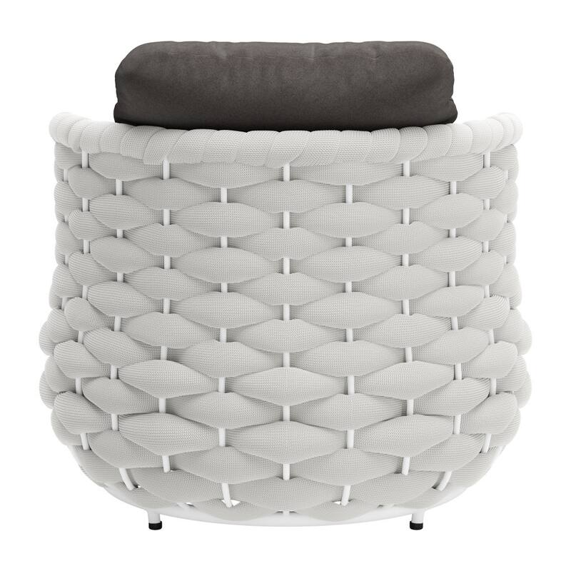 HomeRoots 34" Gray And White Olefin Barrel Chair And Toss Pillow - 34' X '33.9' X '34