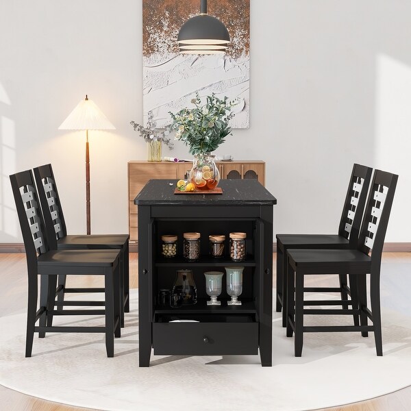 Marble counter height dining table with storage discount