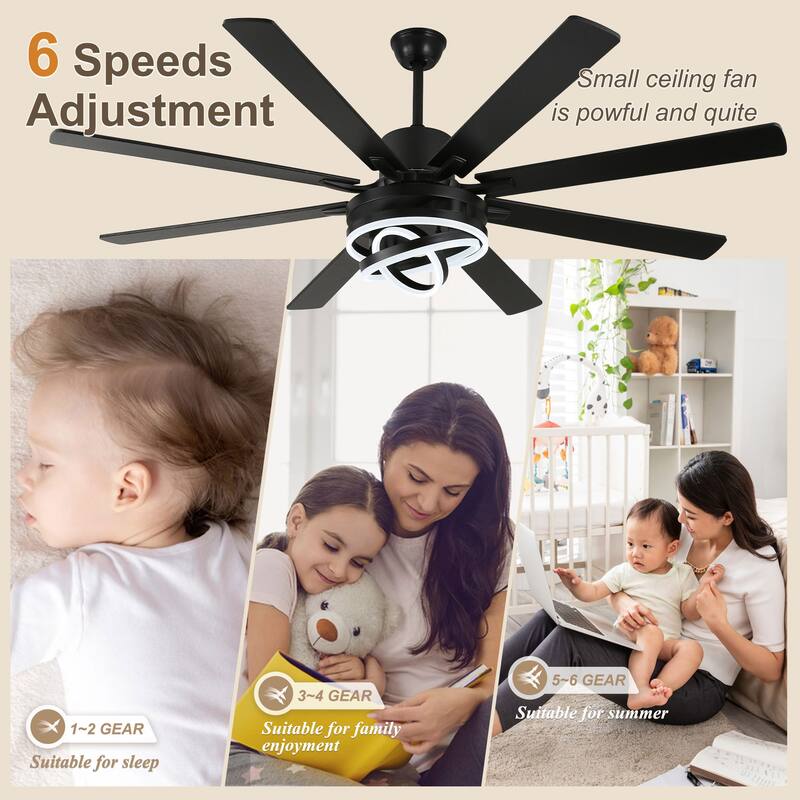 Bella Depot 72" Gold Large Ceiling Fan with Light and Remote