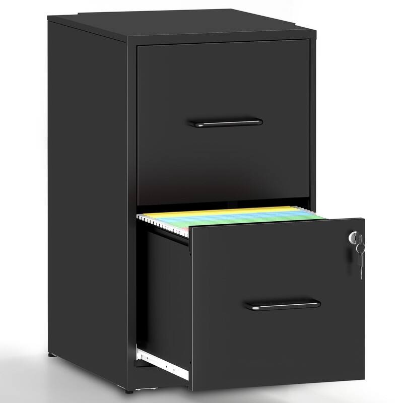 Metal File Cabinet with Drawer Heavy Duty Home Office Steel - Black
