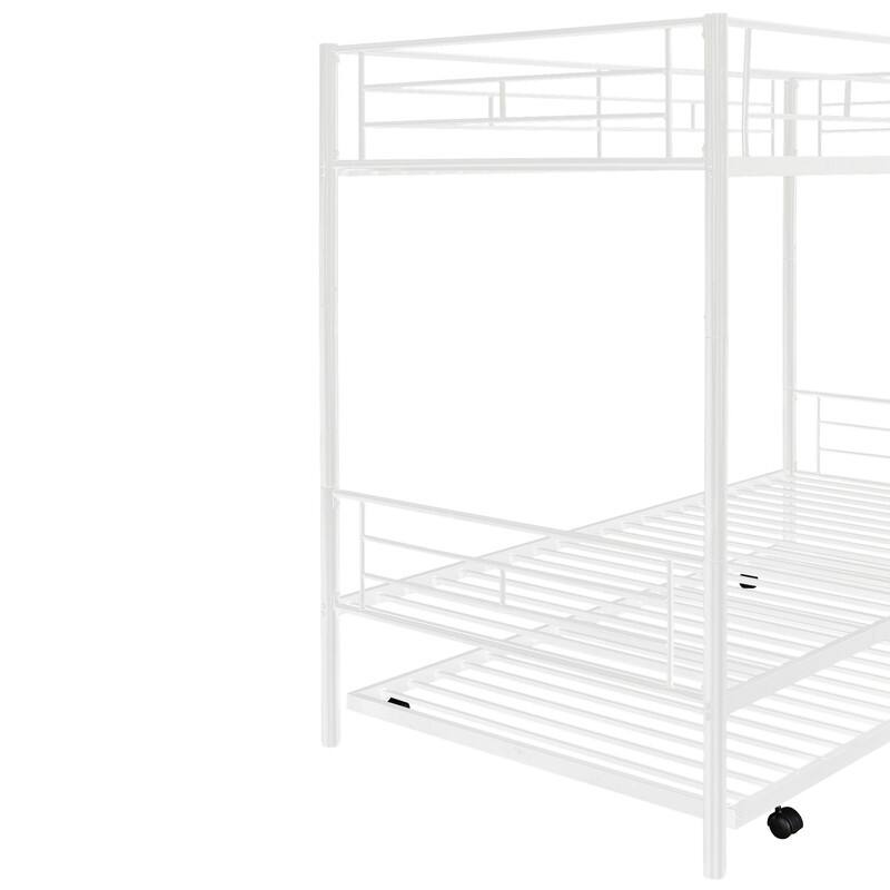 TwinOverTwin Bunk Bed With Trundle, Metal Bed Can Be Divided Into Two