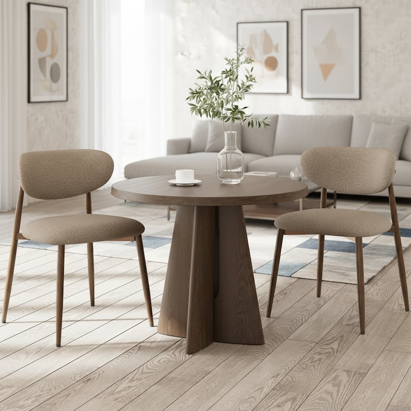 RENEWLINE Mid-Century Modern Tapered Dining Chairs with Upholstered Seat & Iron Frame - Set of 2 - Camel
