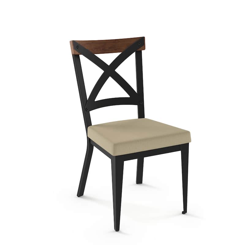 Amisco Snyder Upholstered Dining Chair with Wooden Accent and Metal Frame