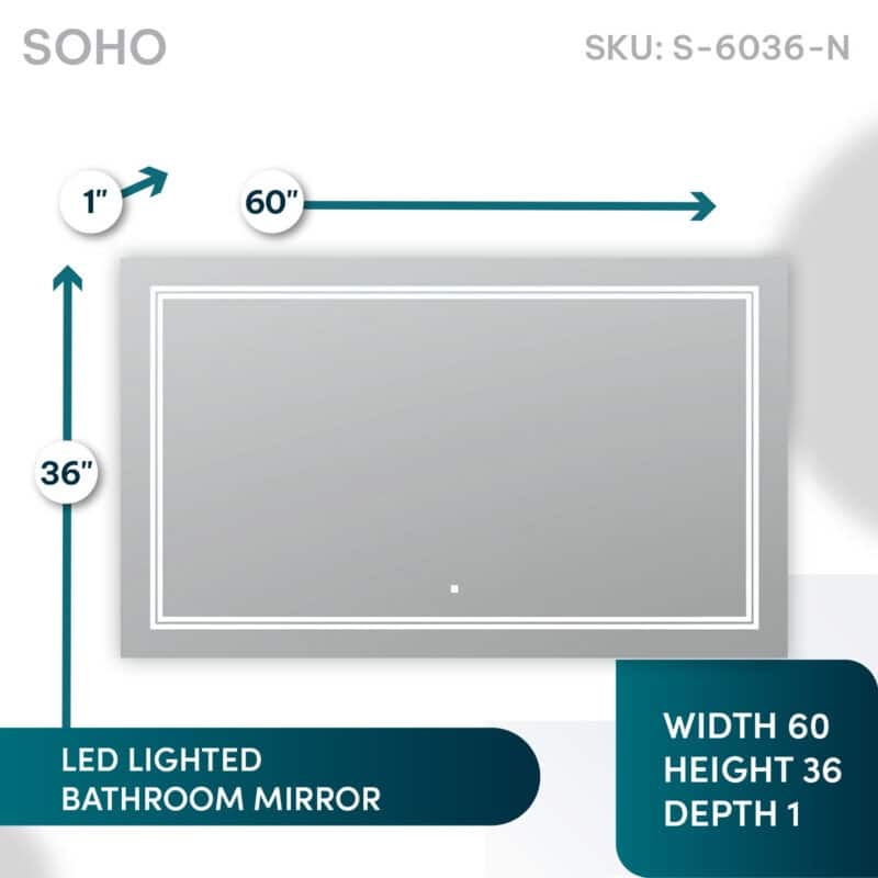 AQUADOM Soho Led Lighted Mirror for Bathroom Defogger, Backlit and Front-Lit