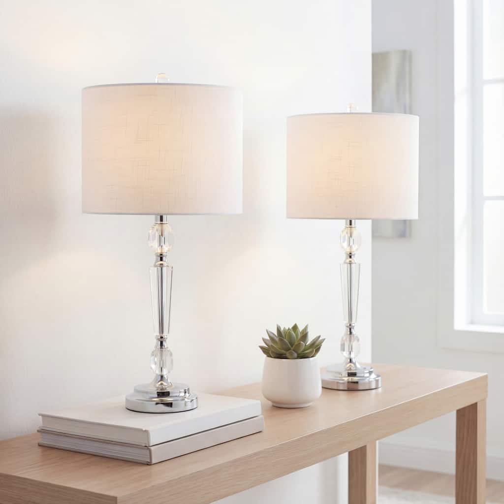 Emma 27" Crystal LED Table Lamp, Clear (Set of 2) by JONATHAN Y