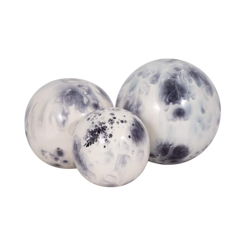 Sagebrook Home Set Of 3 4/5/6" Metal Abstract Round Galaxy Orbs