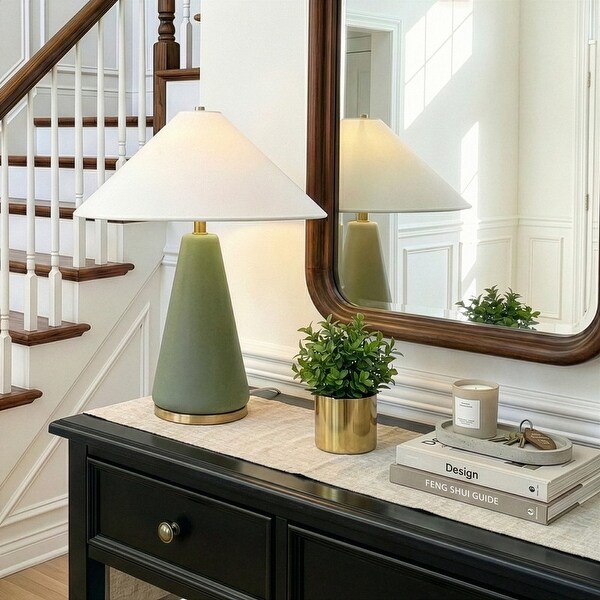 Brightech Dawn 17.8 in LED Frosted Green Glass Midcentury Color