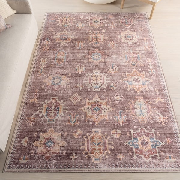 slide 2 of 34, Nuloom Philomena Medallion SplashGuard Machine Washable Area Rug 2' 6" x 8' - Brown - Runner
