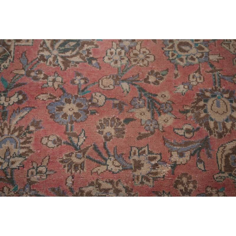 Mashad Persian Vintage Rug Hand-Knotted Oriental Wool Carpet - 9'10"x 12'9"