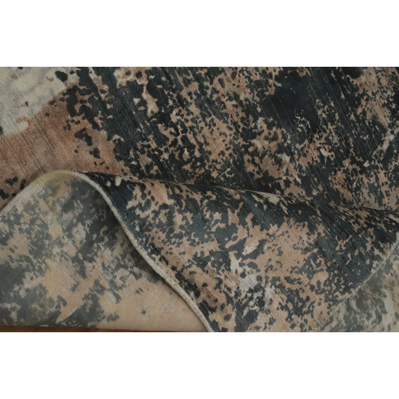 Hand-knotted Modern Silk Grey Abstract Oriental Area Rug - 8' 1'' X 5' 0''