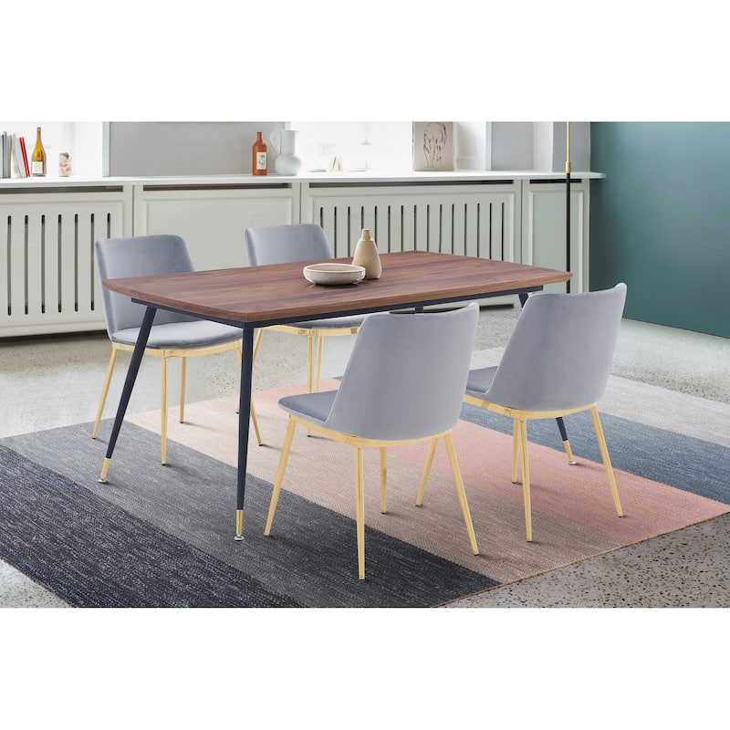 Messina Retro Velvet Dining Chairs with Gold Legs - Set of 2
