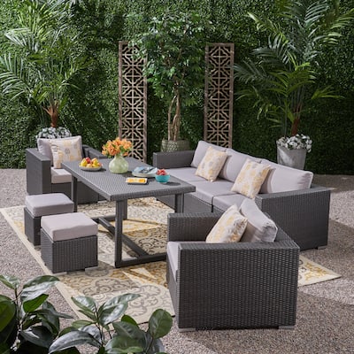 Santa Rosa PE Wicker/ Aluminum Outdoor 7-Seat Sofa Dining Set by Christopher Knight Home