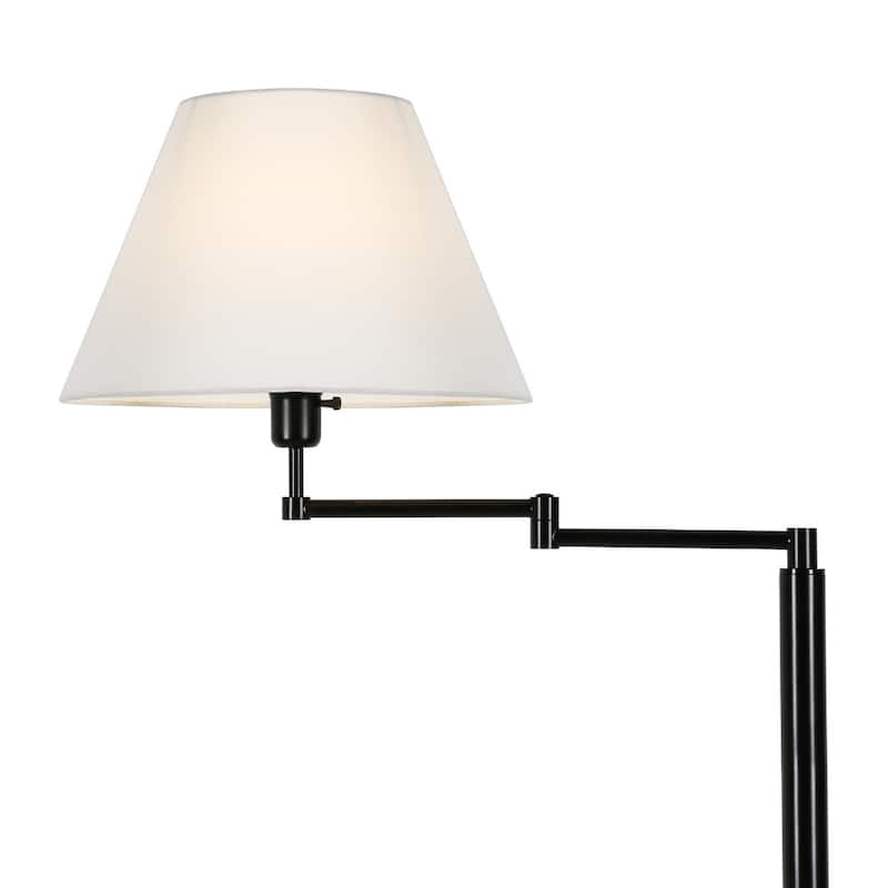 62" Modern Swing Arm Floor Lamp with Linen Shade and Rotary Switch Metal Base for Living Room - 62”H x 26”W x 16”D