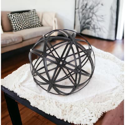 HomeRoots 6" Black Murano Glass Hand Painted Tabletop Sculpture - 6.25' X '6.25' X '6.25