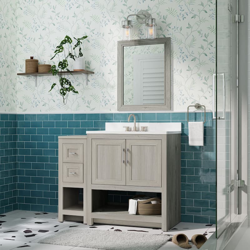 Blakely Vanity with Mirror and 12-inch Side Cabinet - 31" Vanity - Sandstone