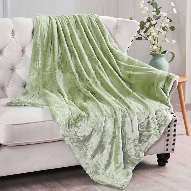 Plain Fauxfur Throw - 50" x 60" - Sage