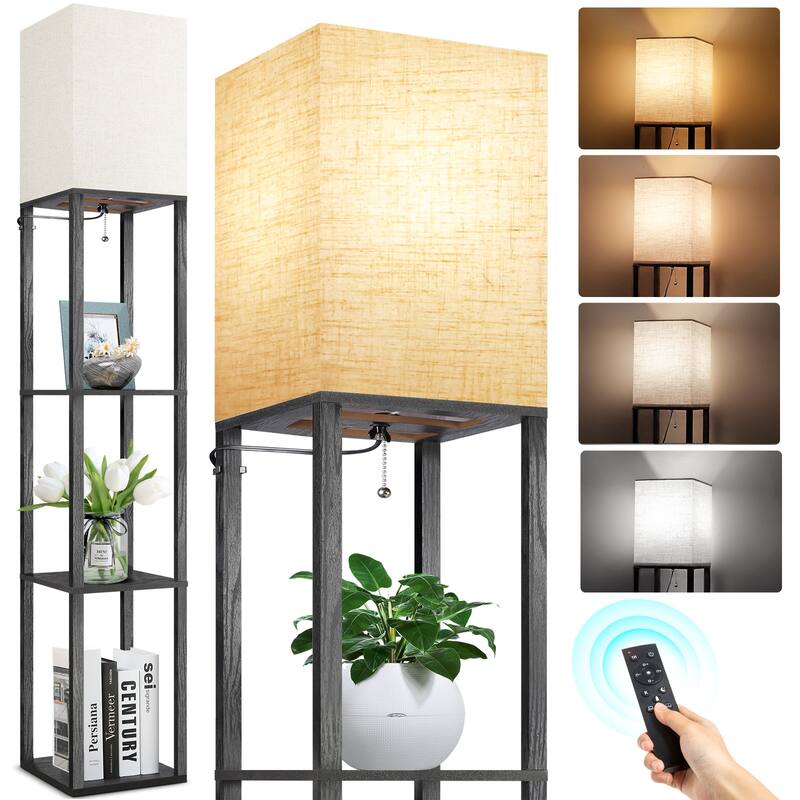 63"Floor Lamp with Shelves,Modern Tall Standing Lamps - N/A