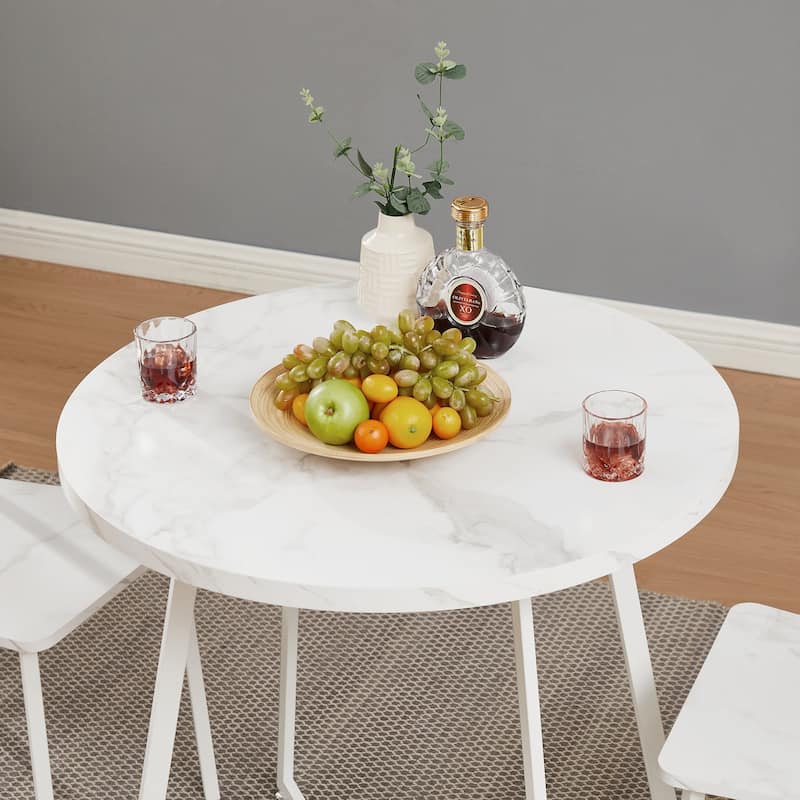 Javlergo 31.5" Round Dining Table Modern Leisure Table with Metal Leg